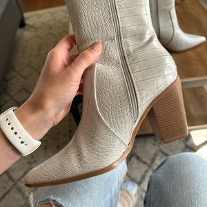 White snakeskin boots- worn once!